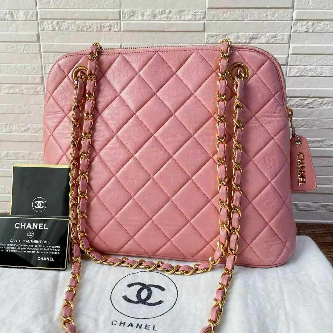 CHANEL(シャネル)のシャネル マトラッセ ラムスキン チェーン ショルダー トート バッグ ピンク レディースのバッグ(ショルダーバッグ)の商品写真