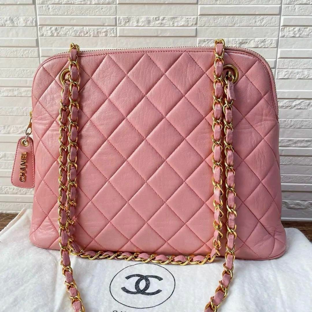 CHANEL(シャネル)のシャネル マトラッセ ラムスキン チェーン ショルダー トート バッグ ピンク レディースのバッグ(ショルダーバッグ)の商品写真