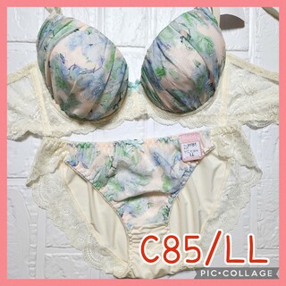 新品未使用 ブラジャーショーツセット C85/LL 10383 クリーム色 脇高(ブラ&ショーツセット)