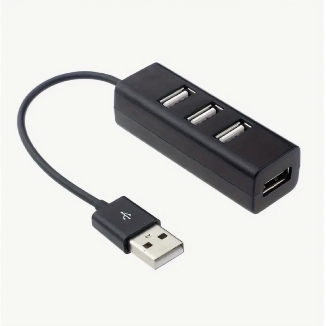 USBハブ4ポート スクエア ブラック スマホ/家電/カメラのPC/タブレット(PC周辺機器)の商品写真