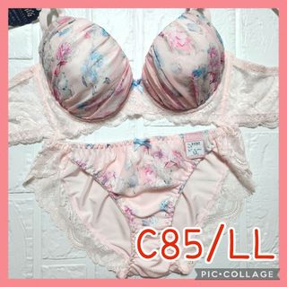 新品未使用 ブラジャーショーツセット C85/LL 10383 ピンク 脇高(ブラ&ショーツセット)