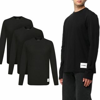 ジルサンダー(Jil Sander)の送料無料 2 JIL SANDER ジルサンダー J47GC0002 J45048 ブラック Tシャツ 3枚セット クルーネック カットソー 長袖 size XS(Tシャツ/カットソー(七分/長袖))