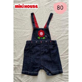 ミキハウス(mikihouse)のmiki house ミキハウス　春　夏　女の子　花柄デニムサロペット80㎝(パンツ)