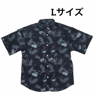 タイダイ　スモーク  ブラック　グレー メンズ　カジュアル　半袖シャツ Lサイズ(シャツ)
