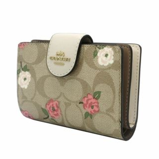 コーチ(COACH)の【新品】コーチ 財布 二つ折り財布 COACH シグネチャー 花柄 フラワー フローラル プリント ミディアム コーナー ジップ ウォレット CR968 IMOTV (ライトカーキ×チョーク×マルチカラー)アウトレット レディース Medium Corner Zip Wallet In Signature Canvas With Floral Print(財布)