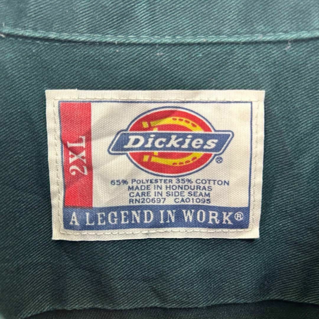 Dickies(ディッキーズ)のディッキーズ ロゴタグ 刺繍企業ロゴ 半袖 ワークシャツ グリーン XXL メンズのトップス(シャツ)の商品写真