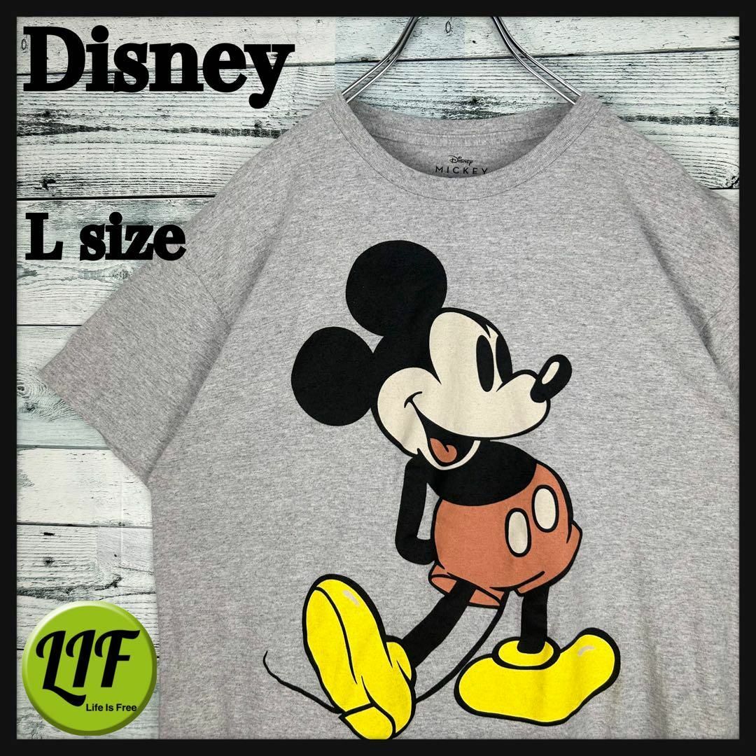 Disney(ディズニー)のディズニー ミッキープリント Tシャツ グレー L メンズのトップス(Tシャツ/カットソー(半袖/袖なし))の商品写真