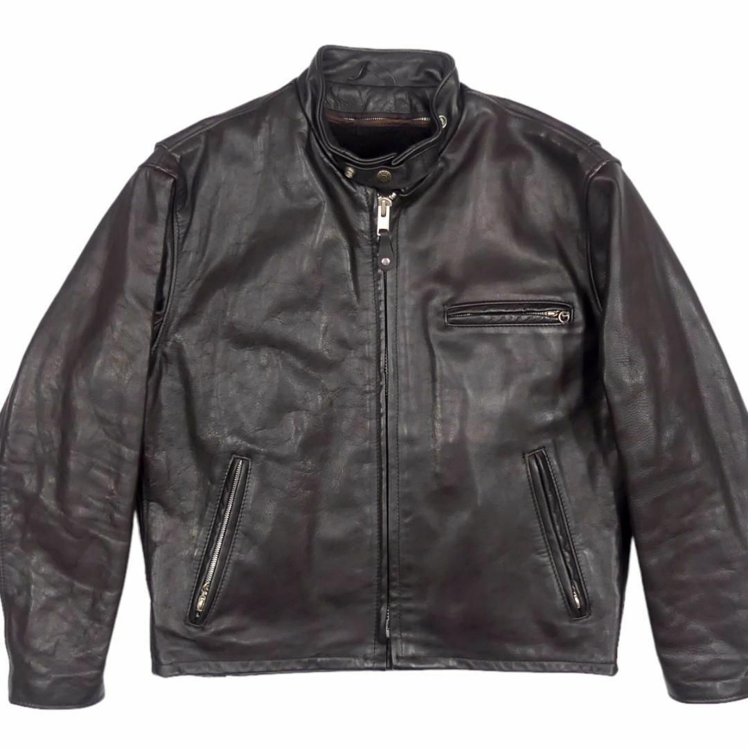 schott(ショット)のSchott 42 ショット ライダースジャケット シングル 黒 HH9502 メンズのジャケット/アウター(レザージャケット)の商品写真