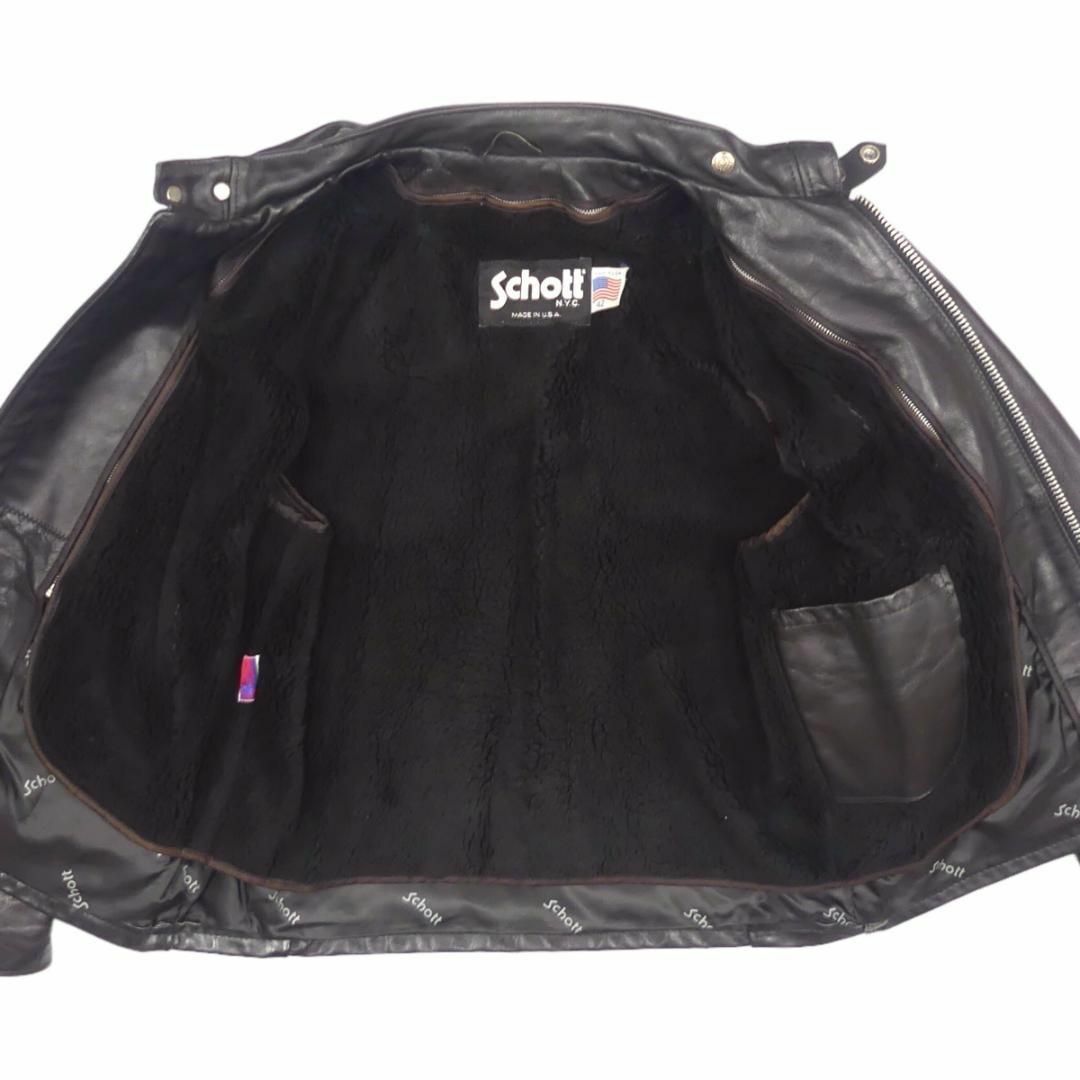 schott(ショット)のSchott 42 ショット ライダースジャケット シングル 黒 HH9502 メンズのジャケット/アウター(レザージャケット)の商品写真