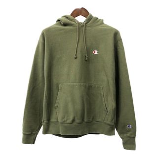 チャンピオン(Champion)のChampion チャンピオン REVERSE WEAVE リバースウィーブ スウェット パーカー ワンポイント カーキ (メンズ XL相当) 中古 古着 Q6865(パーカー)