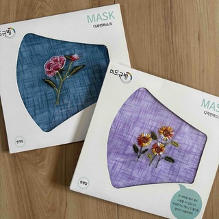 布マスク 韓国マスク 刺繍 2枚セット(日用品/生活雑貨)