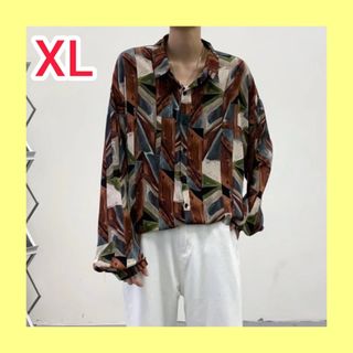 シャツ XL 珈琲色 メンズ 長袖 ゆったり(シャツ)