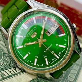 セイコー(SEIKO)の【美しいカラー】セイコー5 メンズ腕時計 グリーン 自動巻き ヴィンテージ(腕時計(アナログ))