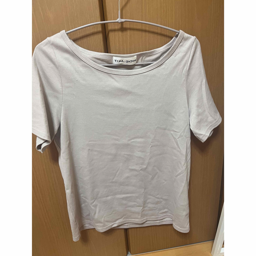 ボートネック 半袖Tシャツ レディースのトップス(Tシャツ(半袖/袖なし))の商品写真