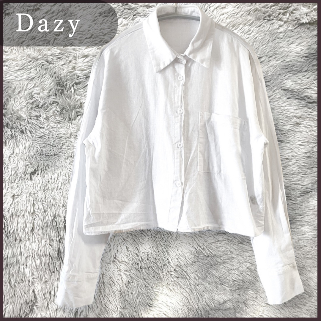 SHEIN(シーイン)のDazy シンプル ボタンダウン クロップドシャツ 長袖 ポケット付 カジュアル レディースのトップス(シャツ/ブラウス(長袖/七分))の商品写真