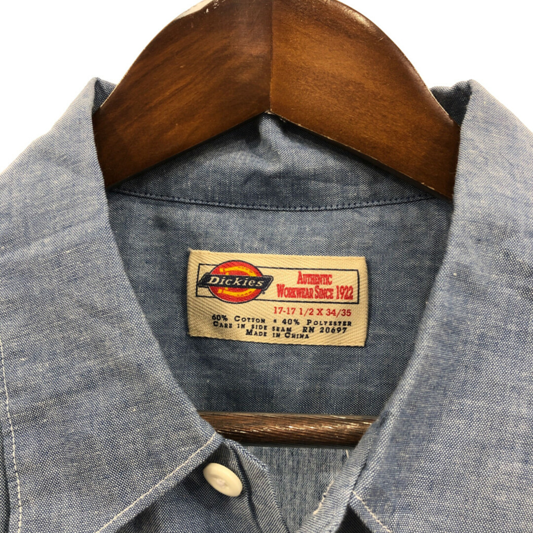 Dickies(ディッキーズ)のDickies ディッキーズ シャンブレーシャツ ブルー (メンズ 17) 中古 古着 Q6833 メンズのトップス(シャツ)の商品写真