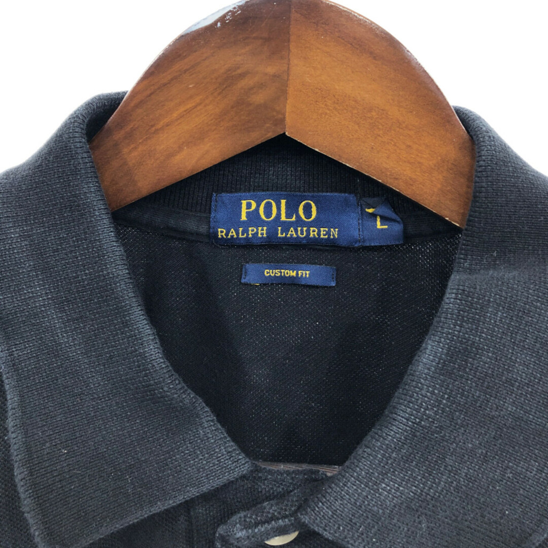 POLO RALPH LAUREN(ポロラルフローレン)のPolo by Ralph Lauren ポロ ラルフローレン 長袖 ポロシャツ ワンポイント ブラック (メンズ L) 中古 古着 Q6834 メンズのトップス(ポロシャツ)の商品写真