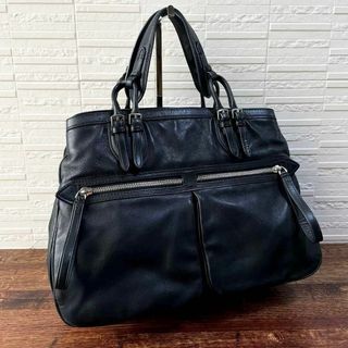 トゥミ(TUMI)のトゥミ TUMI ロゴ レザー ハンド トート バッグ シルバー金具 ブラック(トートバッグ)