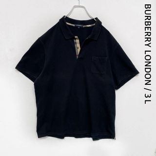 バーバリー(BURBERRY)のバーバリーロンドン　ビッグサイズ　ノバチェック　刺繍ロゴ　半袖　ポロシャツ　3L(ポロシャツ)
