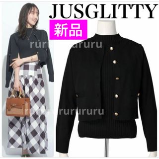 JUSGLITTY - 【完売色】新品★ジャスグリッティー　金ボタンカーデアンサンブル