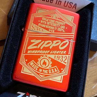 ジッポー(ZIPPO)のZIPPO USA ジッポーロゴ メタリックレッド レーザー彫刻 オイルライター(タバコグッズ)