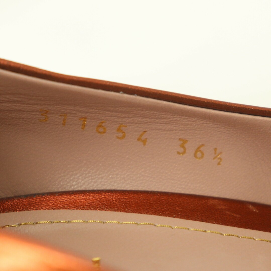 Gucci(グッチ)のITCSYXV6BUOM GUCCI グッチ カーフレザー オープントゥ ピンヒール コルク パンプス メタリックブラウン 311654 36 1/2 レディースの靴/シューズ(ハイヒール/パンプス)の商品写真