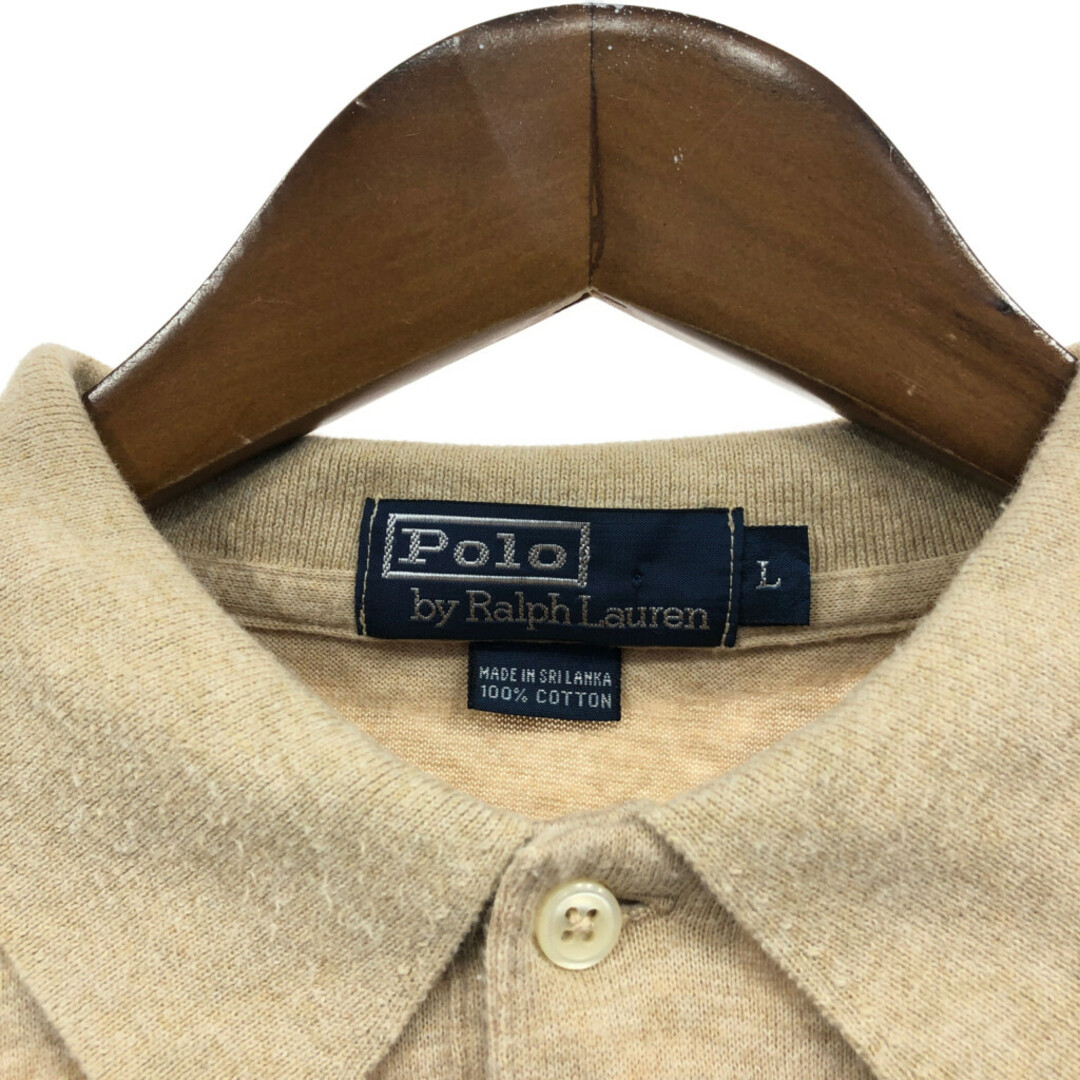 POLO RALPH LAUREN(ポロラルフローレン)のPolo by Ralph Lauren ポロ ラルフローレン 長袖 ポロシャツ ベージュ (メンズ L) 中古 古着 Q6843 メンズのトップス(ポロシャツ)の商品写真