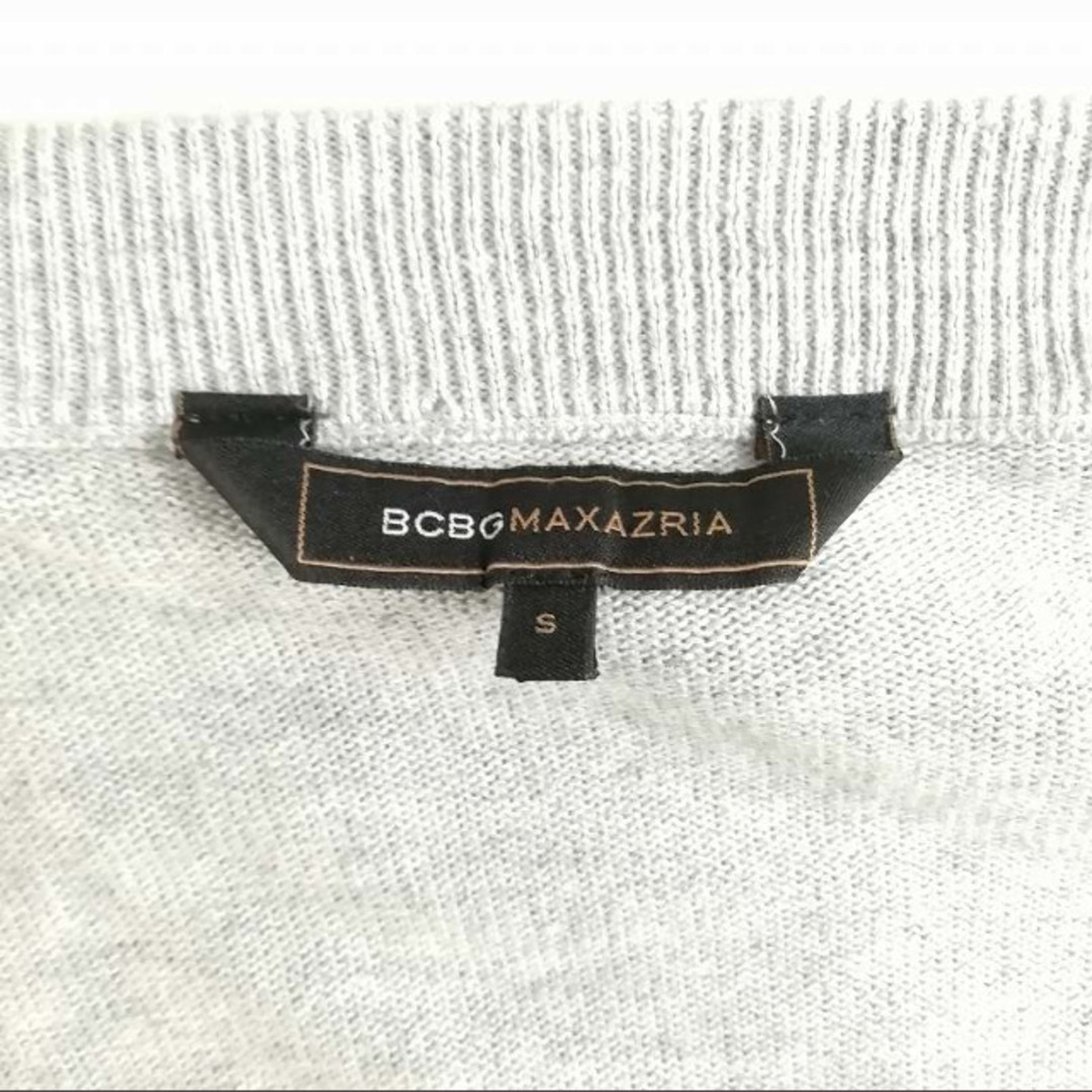 BCBGMAXAZRIA(ビーシービージーマックスアズリア)の美品 ニット ジャケット パーカー ショート丈 フルジップ S グレー レディースのトップス(ニット/セーター)の商品写真