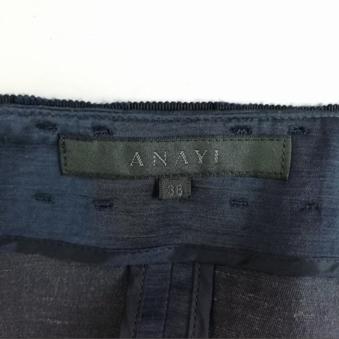 ANAYI(アナイ)の美品 ノーカラージャケット ショート丈 38 ネイビー レディースのジャケット/アウター(ノーカラージャケット)の商品写真