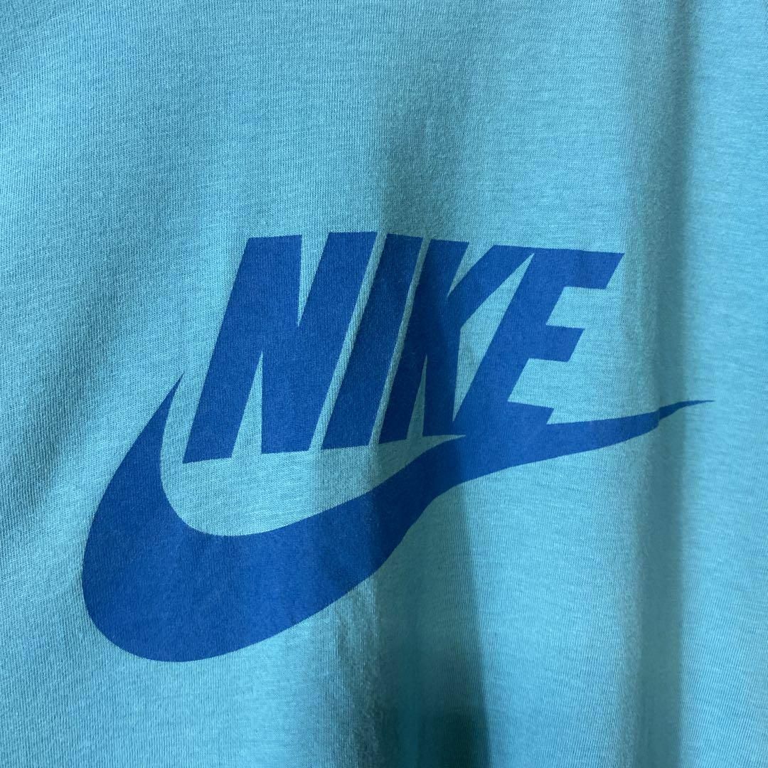 NIKE(ナイキ)の【リンガーTシャツ】NIKEビッグスウッシュロゴ古着ストリート青あいみょん半袖 メンズのトップス(Tシャツ/カットソー(半袖/袖なし))の商品写真