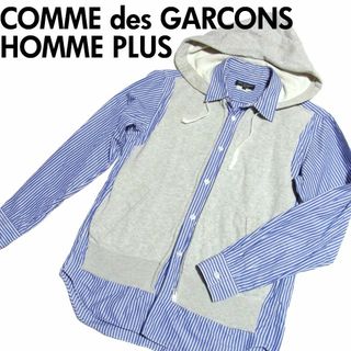 コムデギャルソンオムプリュス(COMME des GARCONS HOMME PLUS)のコムデギャルソン オム プリュス パーカー ドッキング ストライプ シャツ XS(シャツ)