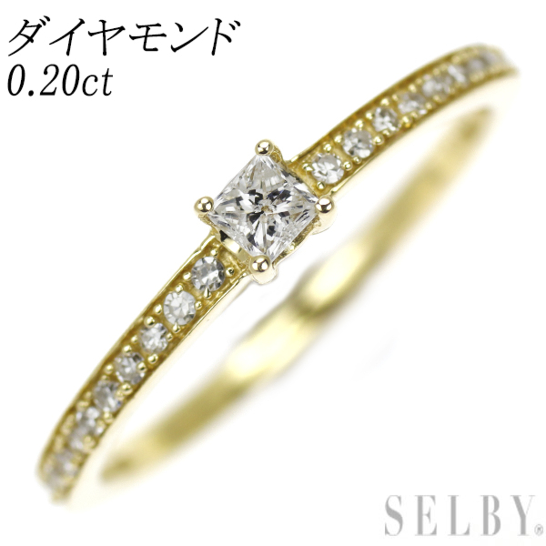 K18YG プリンセスカット/シングルカット ダイヤモンド リング 0.20ct レディースのアクセサリー(リング(指輪))の商品写真