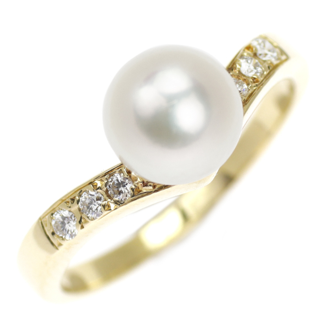 MIKIMOTO(ミキモト)のミキモト K18YG アコヤ真珠 ダイヤモンド リング 径約6.8mm レディースのアクセサリー(リング(指輪))の商品写真