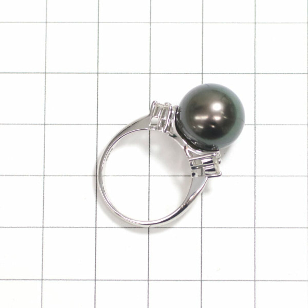  Pt900 黒蝶真珠 ダイヤモンド リング 径約12.3mm D0.15ct レディースのアクセサリー(リング(指輪))の商品写真
