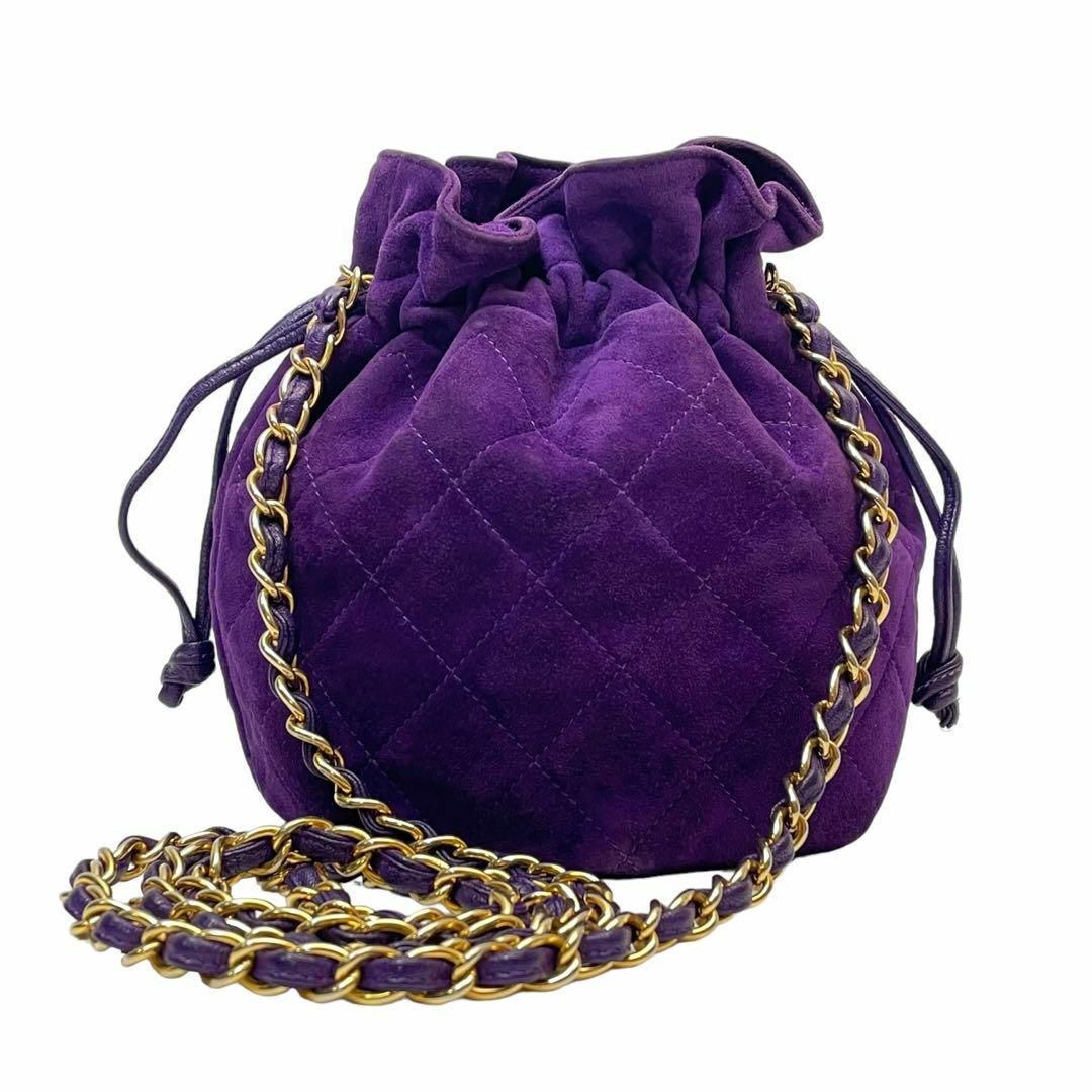 CHANEL(シャネル)のシャネル マトラッセ スエード 巾着 チェーン ショルダー バッグ 紫色 レディースのバッグ(その他)の商品写真