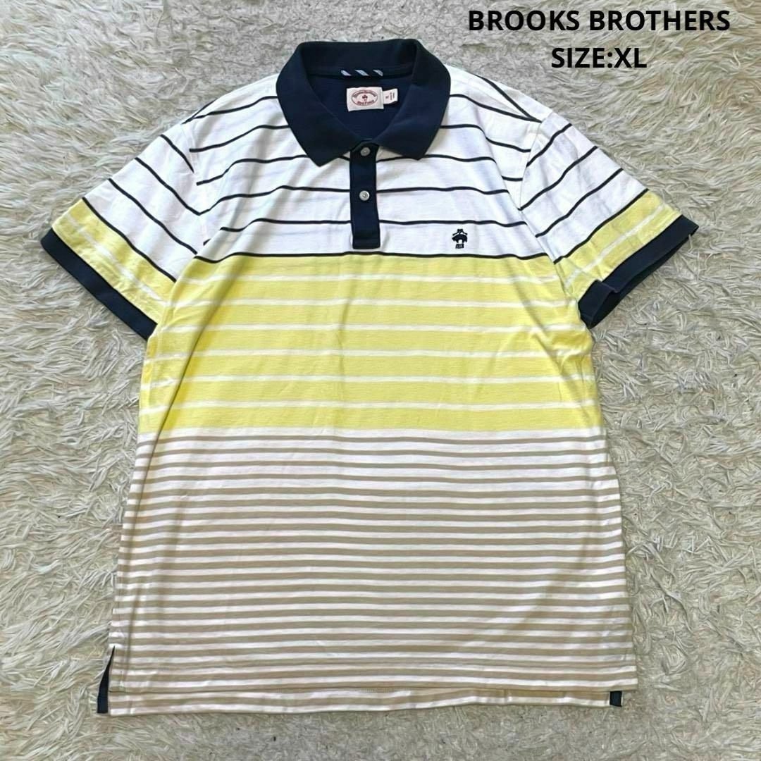 Brooks Brothers(ブルックスブラザース)の大きいサイズ ブルックスブラザーズ マルチボーダー ポロシャツ 半袖 ロゴ刺繍 メンズのトップス(ポロシャツ)の商品写真