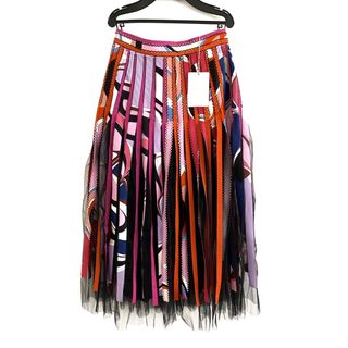 エミリオプッチ(EMILIO PUCCI)のエミリオプッチ タグ付き シルクロングスカート ビーズ シースルー(ロングスカート)