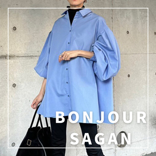 BONJOUR SAGAN - "新品・タグ付"裾フレアバルーンスリーブシャツブラウス/ボンジュールサガン