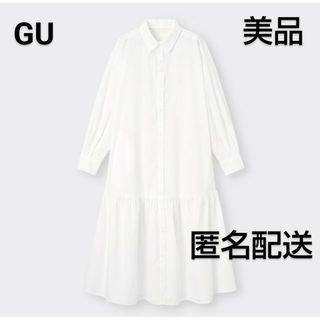 GU - GU　ギャザー切り替えシャツワンピース　長袖　匿名配送　美品　大きい　ポケット付