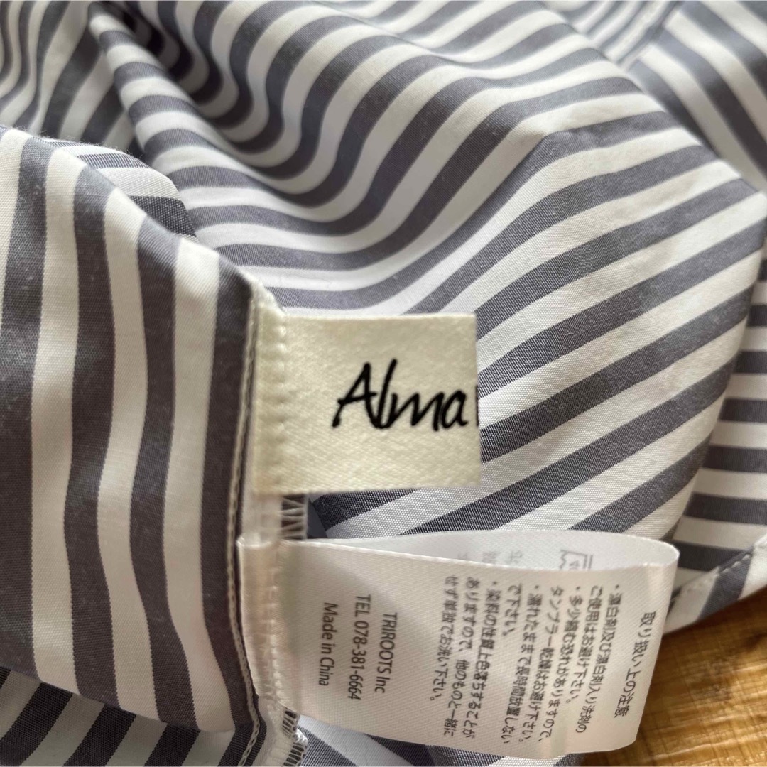 ★未使用★ Alma Design バンドカラーシャツ ストライプ Lサイズ レディースのトップス(シャツ/ブラウス(長袖/七分))の商品写真