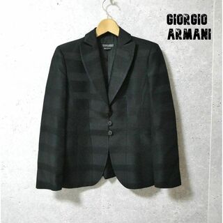 ジョルジオアルマーニ(Giorgio Armani)の美品 GIORGIO ARMANI ボーダー柄 シルク混 テーラードジャケット(テーラードジャケット)
