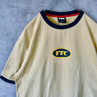 【センターロゴ】FTCエフティーシーリンガーTシャツ古着クリーム色ストリートL