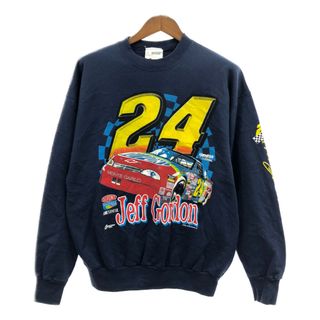 USA製 COMPETITORS VIEW NASCAR ナスカー レーシング スウェット プリント ネイビー (メンズ L) 中古 古着 Q6898(スウェット)