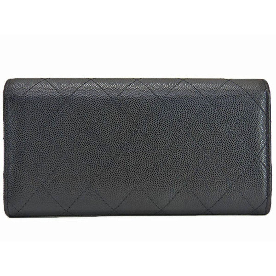 CHANEL(シャネル)のほぼ新品シャネルマトラッセココマークキャビアスキン二つ折り長財布ブラ レディースのファッション小物(財布)の商品写真