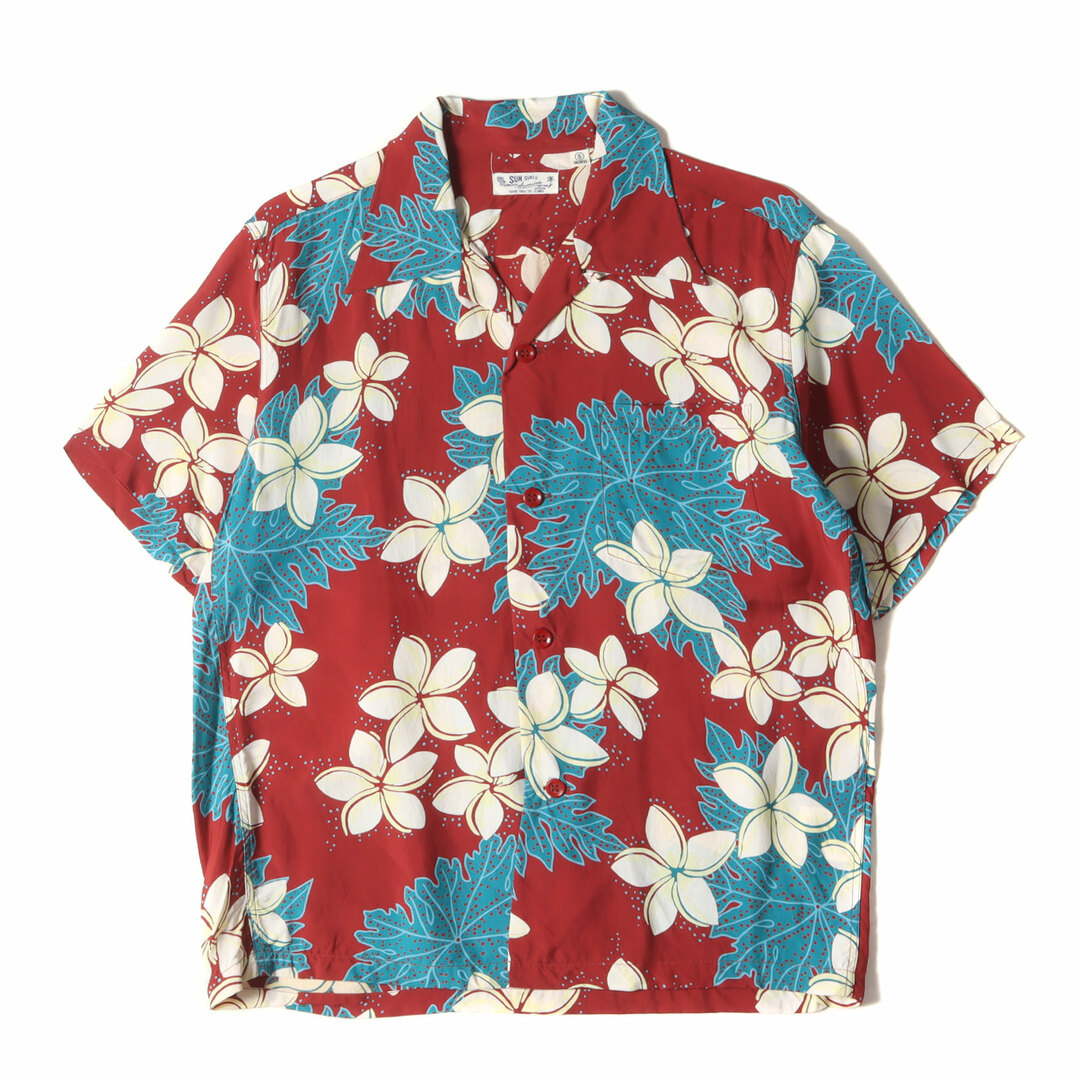 Sun Surf(サンサーフ)のSUN SURF サンサーフ シャツ サイズ:S 19SS プルメリア&パパイヤ柄 レーヨン アロハシャツ PLUMERIA & PAPAYA LEAF ワイン 東洋 トップス ハワイアンシャツ カジュアル 半袖【メンズ】【中古】 メンズのトップス(シャツ)の商品写真