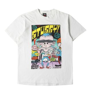 ステューシー(STUSSY)のSTUSSY ステューシー Tシャツ サイズ:M 00s Peter Bagge イラスト グラフィック クルーネック 半袖Tシャツ ホワイト 白 トップス カットソー【メンズ】【中古】(Tシャツ/カットソー(半袖/袖なし))