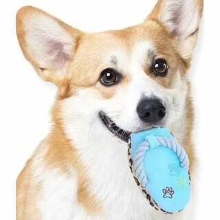 ੯‧̀͡⬮\ 新品 犬 用 おもちゃ スリッパ 草履 ブルー 水色 ストレス発散(犬)