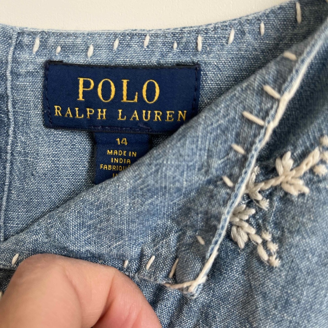 POLO RALPH LAUREN(ポロラルフローレン)のポロ ラルフローレン 女の子 ダンガリー  刺繍ブラウス 14T キッズ/ベビー/マタニティのキッズ服女の子用(90cm~)(ブラウス)の商品写真