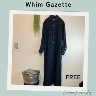 Whim Gazette - ウィムガゼット　Whim Gazette 　紺ネイビー　リネン　ロングワンピース