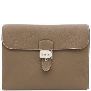 エルメス(Hermes)のエルメス HERMES ショルダーバッグ サックアデペッシュ メッセンジャー29 トリヨンクレマンス エトゥープ シルバー金具 グレージュ  W刻印（2024年製） 【箱】【中古】(ショルダーバッグ)